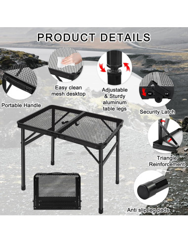 Mesa de Camping Plegable jkwokback 2FT Ajustable Aluminio
