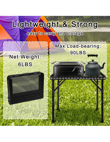 Mesa de Camping Plegable jkwokback 2FT Ajustable Aluminio