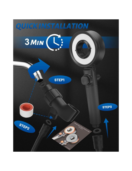 Cabezal de Ducha Filtrado Luxsego Doble Cara Alta Presión 149.86 cm Cabezal de Ducha Filtrado Luxsego Doble Cara Alta Presión 149.86 cm