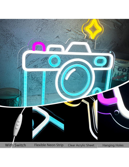 Luz de Neón LED Cámara Manimo 33.8x30.9 cm USB Decorativa