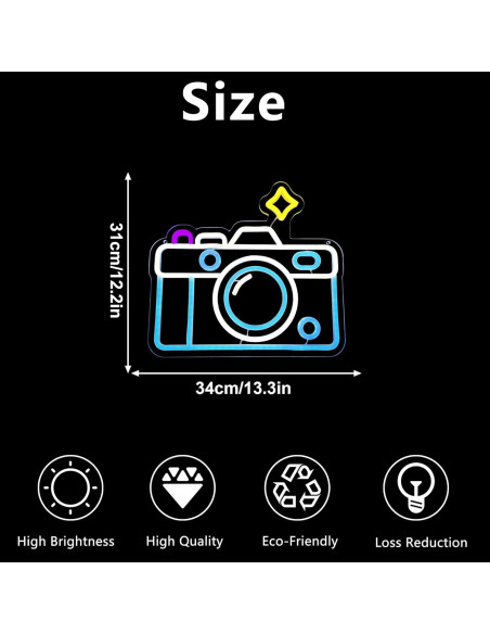Luz de Neón LED Cámara Manimo 33.8x30.9 cm USB Decorativa