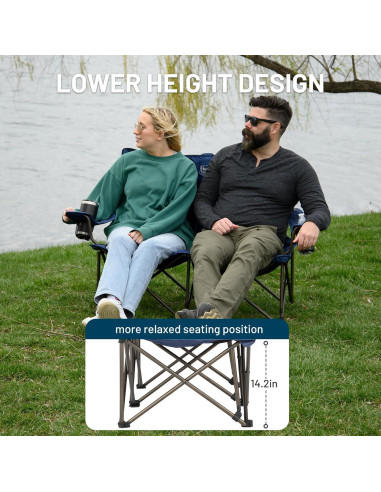 Sillón Loveseat Plegable Timber Ridge para 2 Personas Azul