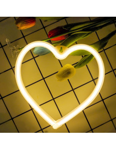 Luz de Neón Corazón EXF 20.32cm LED Blanco Cálido 2