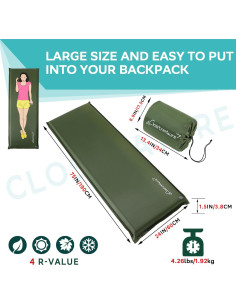 Almohadilla de Dormir Autoinflable Clostnature 1.5cm Azul 2