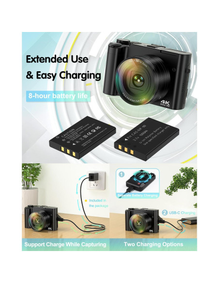 Cámara Digital 4K ToAuite DC218L 64MP Autofocus Compacta Cámara Digital 4K ToAuite DC218L 64MP Autofocus Compacta