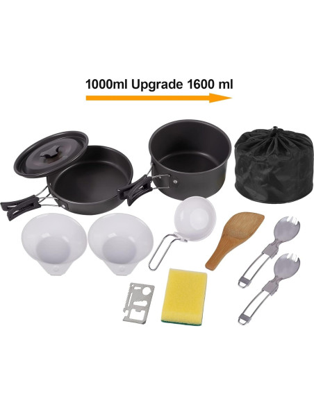 Juego de Utensilios de Cocina para Camping REDCAMP 11 Pcs