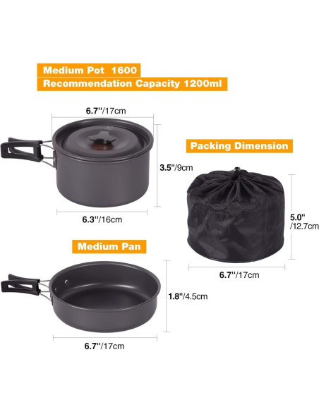 Juego de Utensilios de Cocina para Camping REDCAMP 11 Pcs