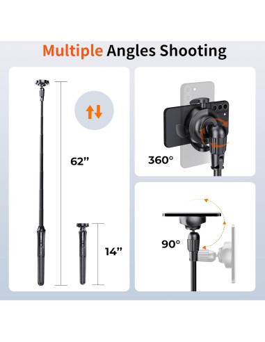 Trípode para Selfies Sensyne 62'' Magnético con Control Remoto