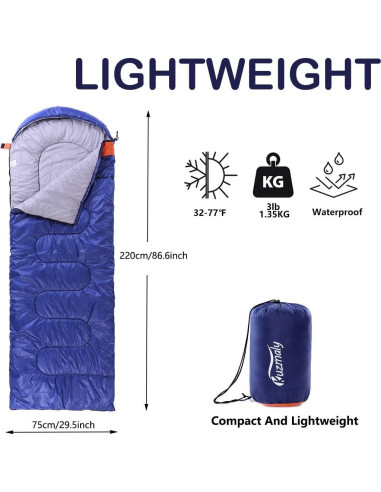 Saco de dormir Kuzmaly 3 estaciones impermeable 1.31 kg