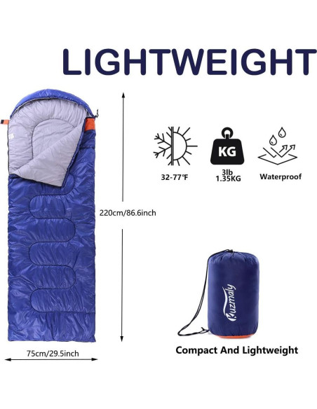 Saco de dormir Kuzmaly 3 estaciones impermeable 1.31 kg