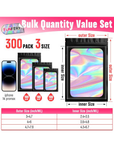 Bolsas Mylar Holográficas Reutilizables FUNFERY 300 Piezas 2