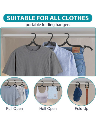 10 Perchas de Viaje Plegables Besslly Negro 42x17cm