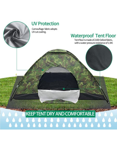 Tienda de Camping Sutekus Doble Ligera Camuflaje 2 Personas