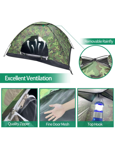 Tienda de Camping Sutekus Doble Ligera Camuflaje 2 Personas