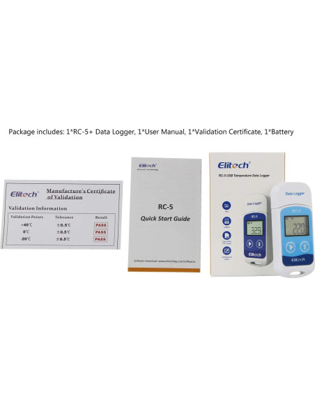 Registrador de Datos de Temperatura Elitech RC-5 5 Paquete