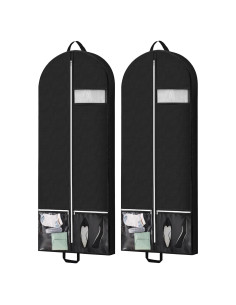 Bolsas de Prendas para Viaje 137 cm 2pcs Negro con Bolsillos
