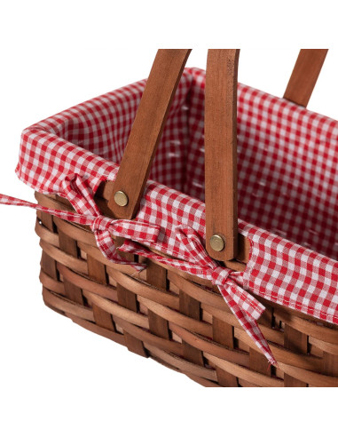 Cesta de Picnic Rectangular Vintiquewise Forrada a Cuadros