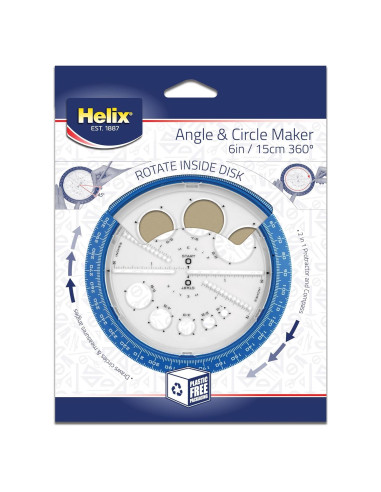 Fabricante de Ángulos y Círculos Helix 15 cm con Plantillas