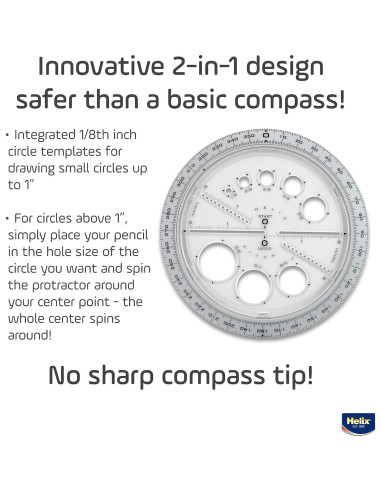 Fabricante de Ángulos y Círculos Helix 15 cm con Plantillas