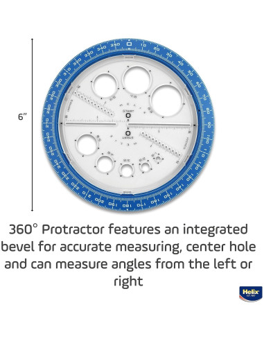Fabricante de Ángulos y Círculos Helix 15 cm con Plantillas