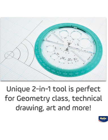 Fabricante de Ángulos y Círculos Helix 15 cm con Plantillas