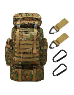 Mochila de senderismo 70L impermeable Molle camuflaje verde