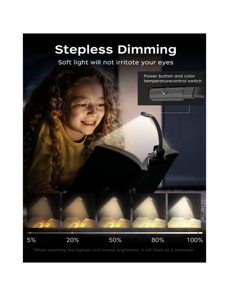 Luz de Libro Recargable Shenzhen Youzhan, 3 Temperaturas, Negro