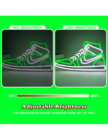Luz de Neón Zapatilla Deportiva JianJung Verde Dimmable 23.5x40cm