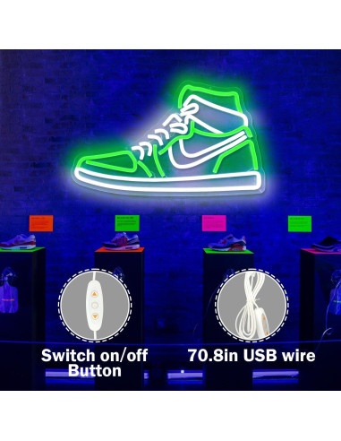 Luz de Neón Zapatilla Deportiva JianJung Verde Dimmable 23.5x40cm