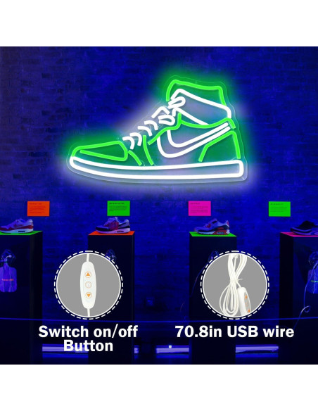 Luz de Neón Zapatilla Deportiva JianJung Verde Dimmable 23.5x40cm Luz de Neón Zapatilla Deportiva JianJung Verde Dimmable 23.5x40cm