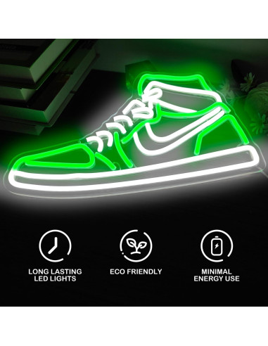 Luz de Neón Zapatilla Deportiva JianJung Verde Dimmable 23.5x40cm