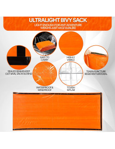 Bolsa de Dormir de Emergencia GearHill Bivy Naranja 2 Paquete 2