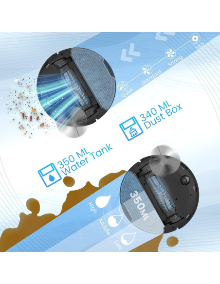 Robot Aspirador y Mopa FIXR-T20, Auto-Vaciado, 180 min, HEPA