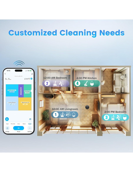 Robot Aspirador y Mopa FIXR-T20, Auto-Vaciado, 180 min, HEPA