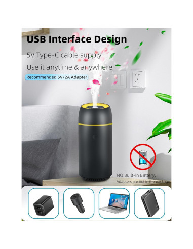 Difusor de Aromaterapia para Coche Szyuwolf 100ml USB Negro