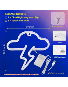 Luz de Neón LED Nube Rayo BerniceKelly 27.4x27.4 cm 2