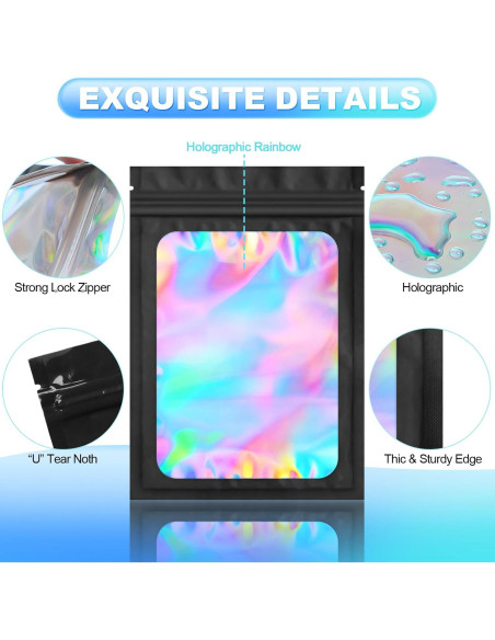 100 Bolsas Mylar Reutilizables a Prueba de Olores NKLEI 7.1x10.2cm