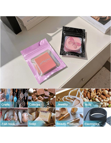 100 Bolsas Mylar Reutilizables a Prueba de Olores NKLEI 7.1x10.2cm