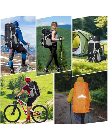 Mochila de Senderismo IGOLUMON 60L Impermeable Negra