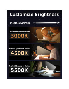 Luz de lectura LED portátil Lucarni con 3 colores y atenuación 2