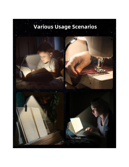 Luz de lectura LED portátil Lucarni con 3 colores y atenuación