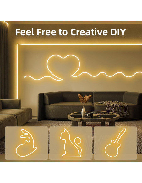 Luces de Cuerda de Neón LED ELOUYCKE 10m Blanca Cálida Regulable