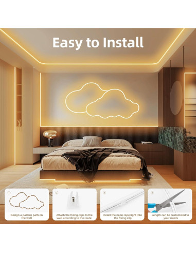 Luces de Cuerda de Neón LED ELOUYCKE 10m Blanca Cálida Regulable