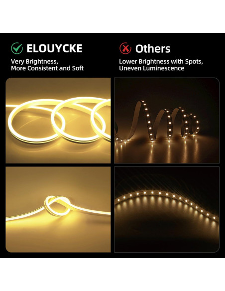 Luces de Cuerda de Neón LED ELOUYCKE 10m Blanca Cálida Regulable