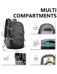 Mochila Plegable Goloni 40L Resistente al Agua Negra 2