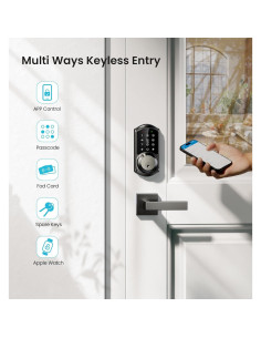 Cerradura Inteligente Veise VE06-L con Manijas, Control App, Negro Mate 2