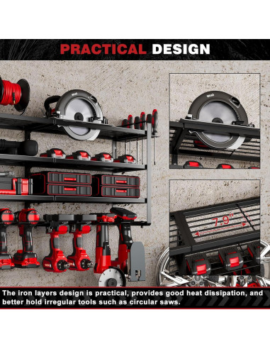 Estante Organizador de Herramientas NattyDot 123 cm Montado en Pared