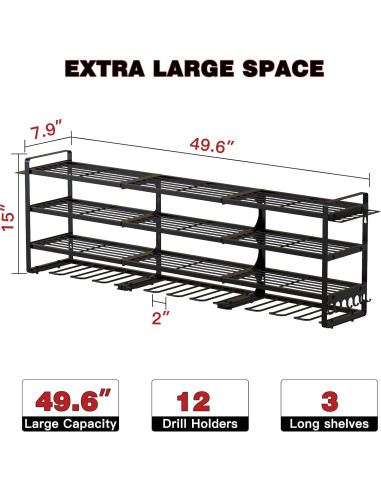 Estante Organizador de Herramientas NattyDot 123 cm Montado en Pared