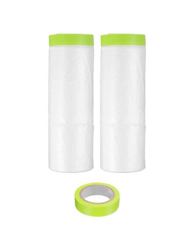 Película de Enmascarar Pre-Cinta uxcell 1.5m x 20m con 2 Cintas