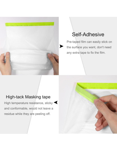 Película de Enmascarar Pre-Cinta uxcell 1.5m x 20m con 2 Cintas